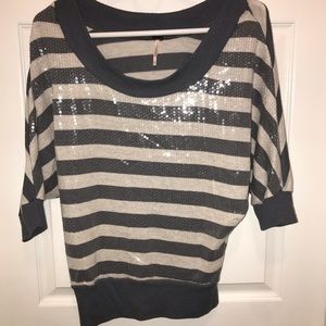 Sequined striped 3/4 length Poof shirt